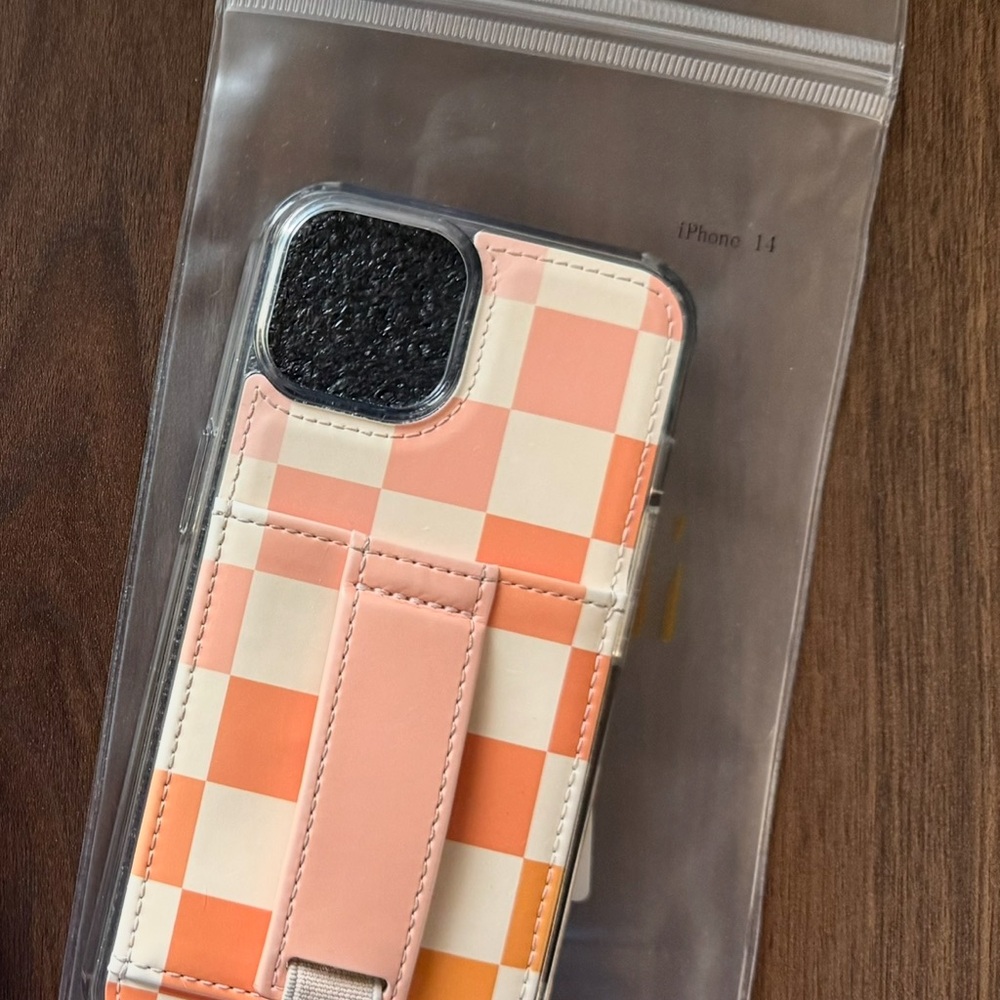 Walli Checkered Orange and White iPhone 14 Case